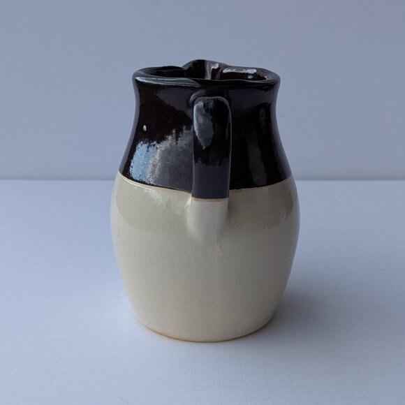 Vintage Roseville Pottery Pitcher Jug  6" Dark Brown and Cream RRP Co USA - Picture 9 of 16